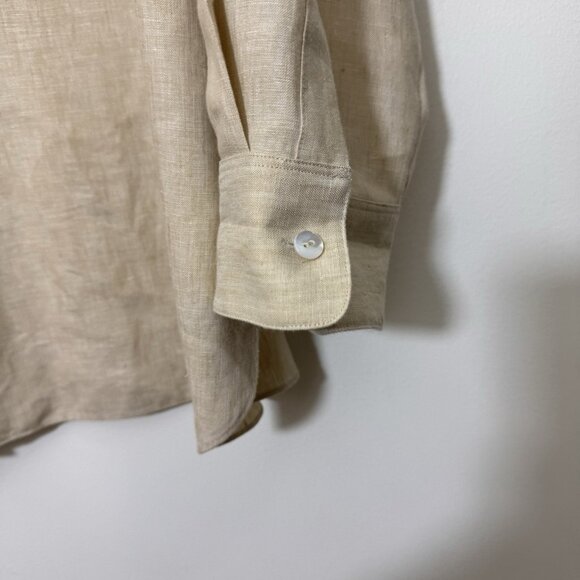 Theory Classic Menswear Pure Linen Shirt Women’s Sz XL Button Down Long Sleeve - Picture 4 of 11